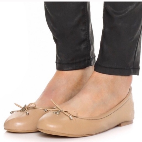 Felicia Nude Leather Ballet Flats 